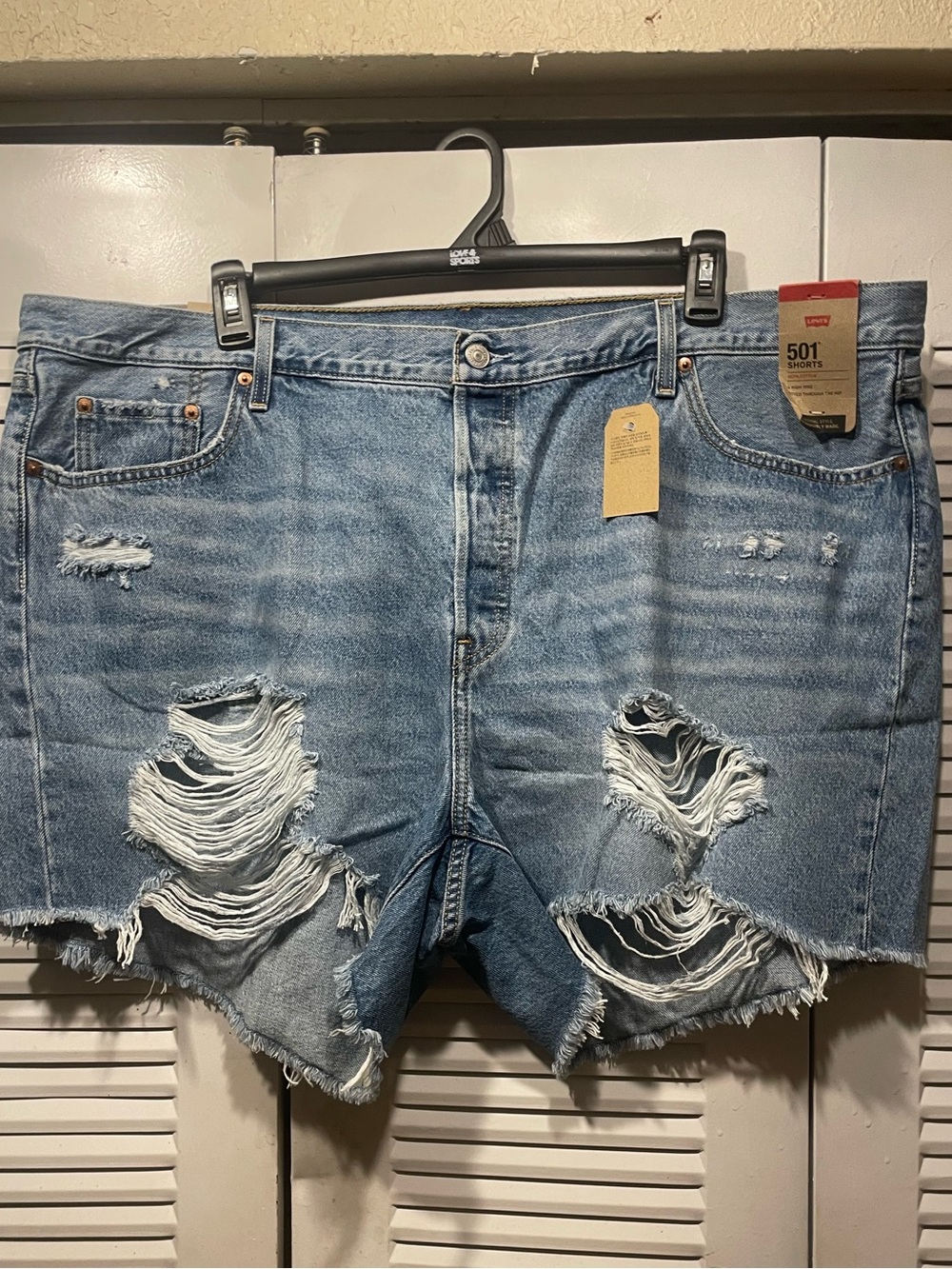 Levi's Light Blue Distressed Denim Cutoff Shorts high rise
